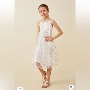 HAYDEN girls Flocked Heart Ruffle Mesh Tank Dress Valentines Large